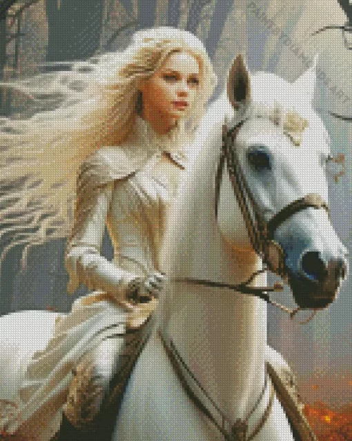 Blonde Girl And Horse Diamond Painting