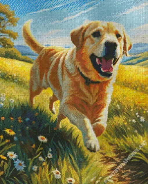 Blonde Labrador Running Diamond Painting