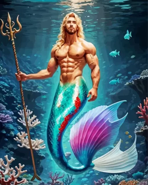 Blonde Merman Underwater Diamond Painting