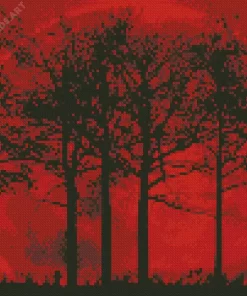 Blood Moon Forest Diamond Painting