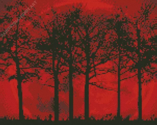 Blood Moon Forest Diamond Painting