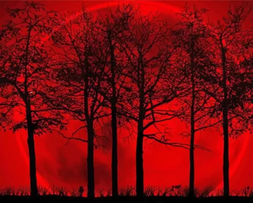 Blood Moon Forest Diamond Painting