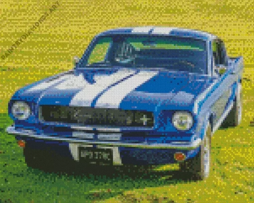 Blue 60s Mustang Diamond Painting