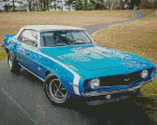 Blue 69 Camaro SS Car Diamond Painting