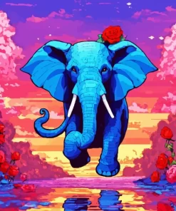 Blue Elephant Diamond Painting