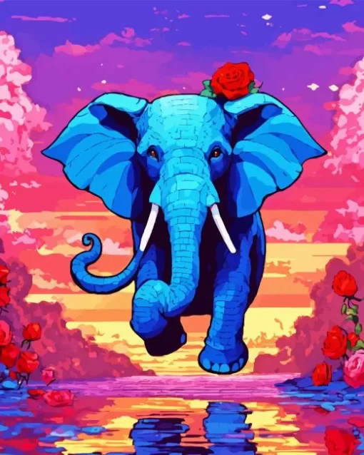 Blue Elephant Diamond Painting