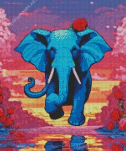 Blue Elephant Diamond Painting