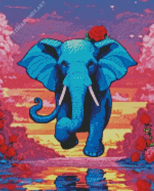 Blue Elephant Diamond Painting