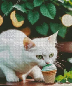 Cat Eating Ice Cream Diamond Painting