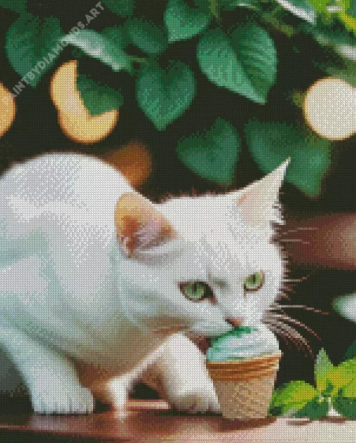 Cat Eating Ice Cream Diamond Painting