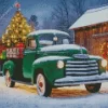 Christmas Green Farm Truck Diamond Painting