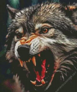 Close Up Growling Wolf Diamond Painting