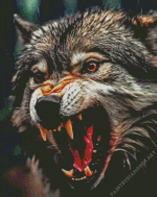 Close Up Growling Wolf Diamond Painting