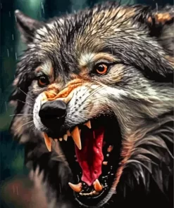 Close Up Growling Wolf Diamond Painting