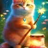 Cute Fantasy Cat Artwork Diamond Painting