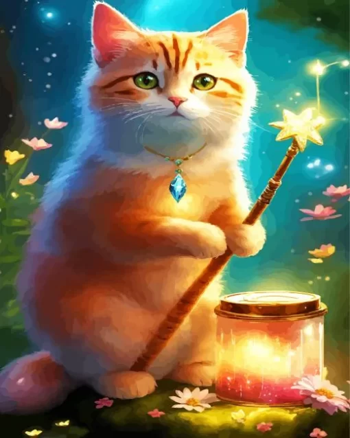 Cute Fantasy Cat Artwork Diamond Painting