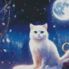 Cute Full Moon Cat Diamond Painting