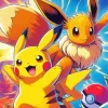 Excited Pikachu and Eevee Diamond Painting