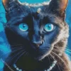 Fancy Black Cat With Blue Eyes Diamond Painting