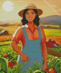 Farm Girl Cartoon Diamond Painting