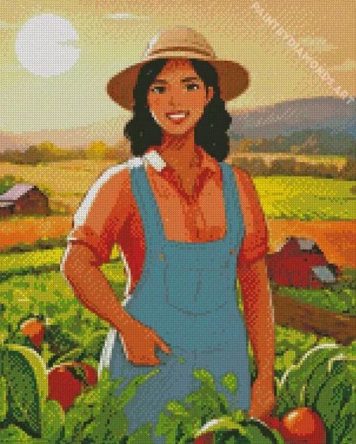 Farm Girl Cartoon Diamond Painting