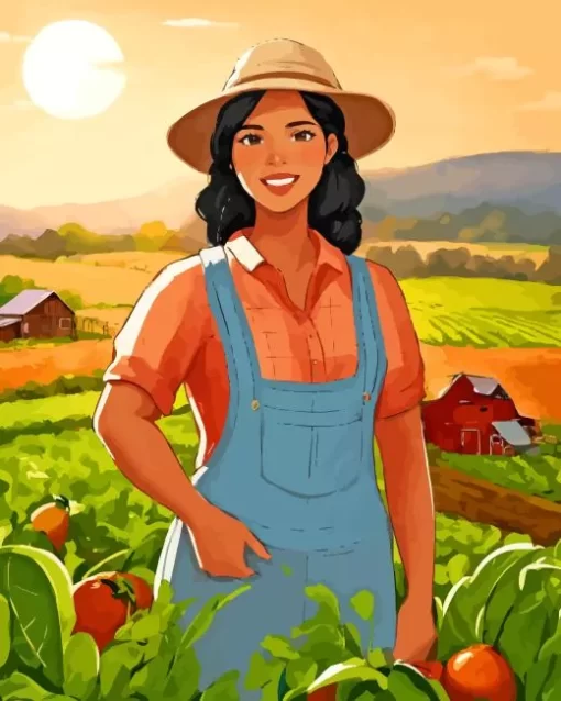 Farm Girl Cartoon Diamond Painting