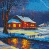 Farmhouse In The Snow Diamond Painting