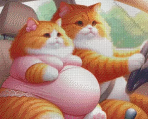 Fat Cat Couple Diamond Painting