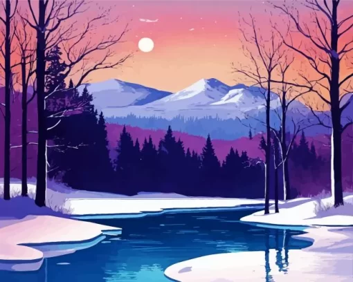 Frozen Lake Art Diamond Painting