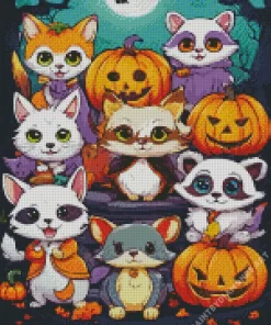 Fun Halloween Animals Art Diamond Painting