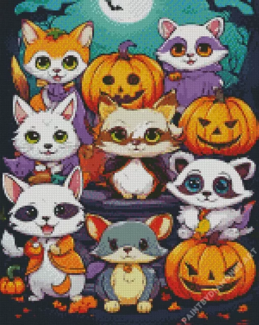 Fun Halloween Animals Art Diamond Painting