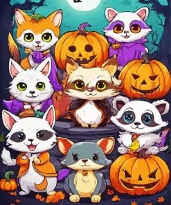 Fun Halloween Animals Art Diamond Painting