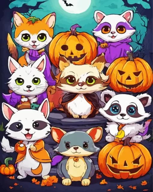 Fun Halloween Animals Art Diamond Painting