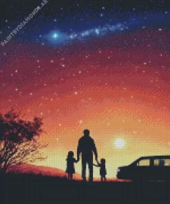 Galaxy Silhouette Family Diamond Painting