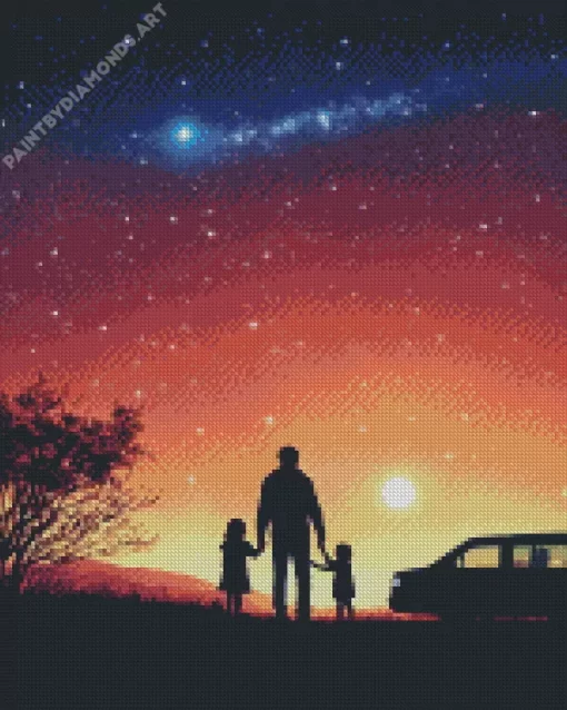 Galaxy Silhouette Family Diamond Painting