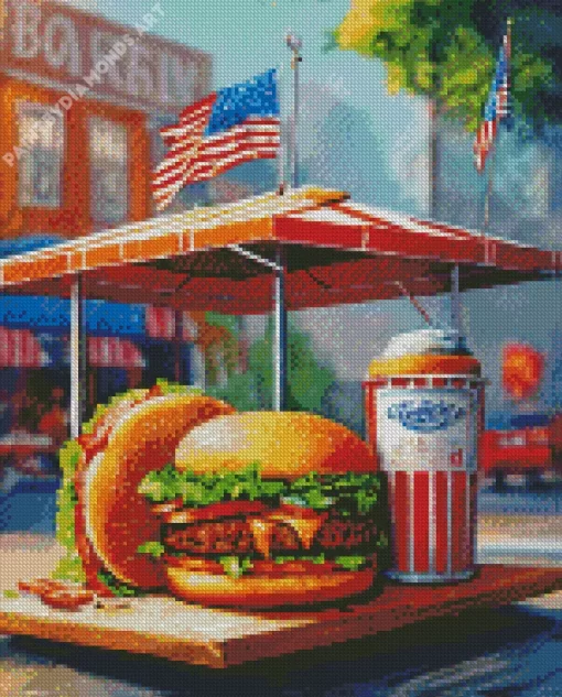 Giant Burgers Fast Food Diamond Painting