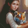 Girl Hugging Tiger Diamond Painting