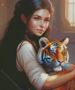 Girl Hugging Tiger Diamond Painting