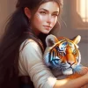 Girl Hugging Tiger Diamond Painting