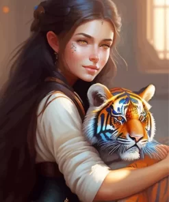 Girl Hugging Tiger Diamond Painting