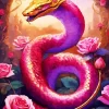 Golden Head Pink Snake Diamond Painting