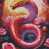 Golden Head Pink Snake Diamond Painting