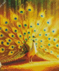 Golden Peacock Bird Diamond Painting