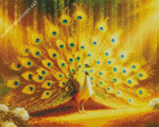 Golden Peacock Bird Diamond Painting