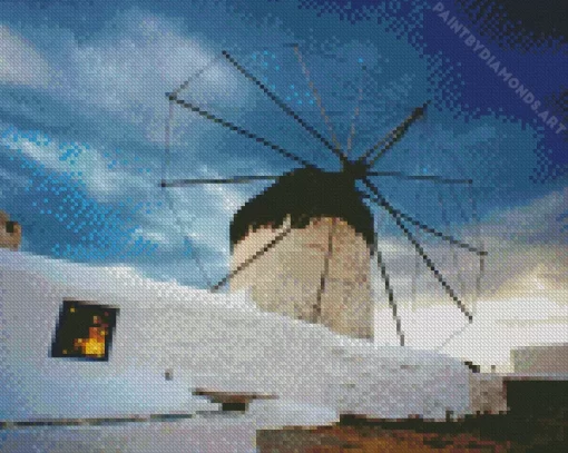 Greece Windmill Diamond Painting