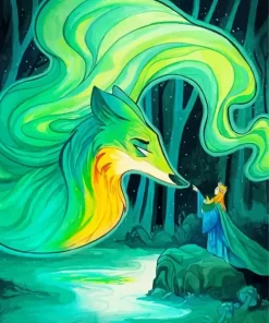 Green Fox Soul Diamond Painting