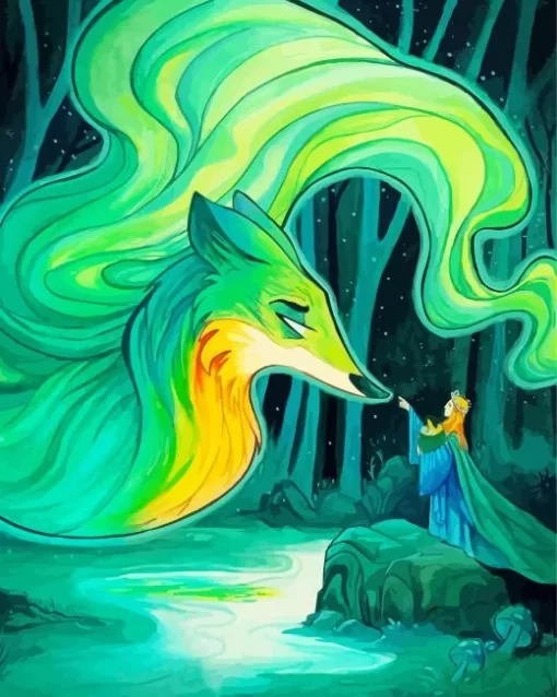 Green Fox Soul Diamond Painting