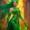 Green Haired Fairy Diamond Painting