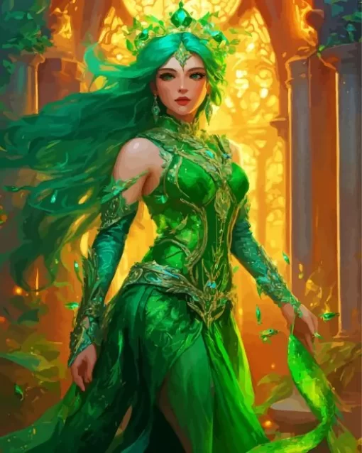 Green Haired Fairy Diamond Painting