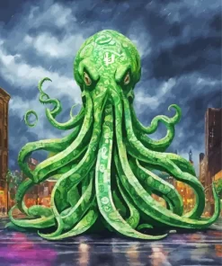 Green Kraken Diamond Painting